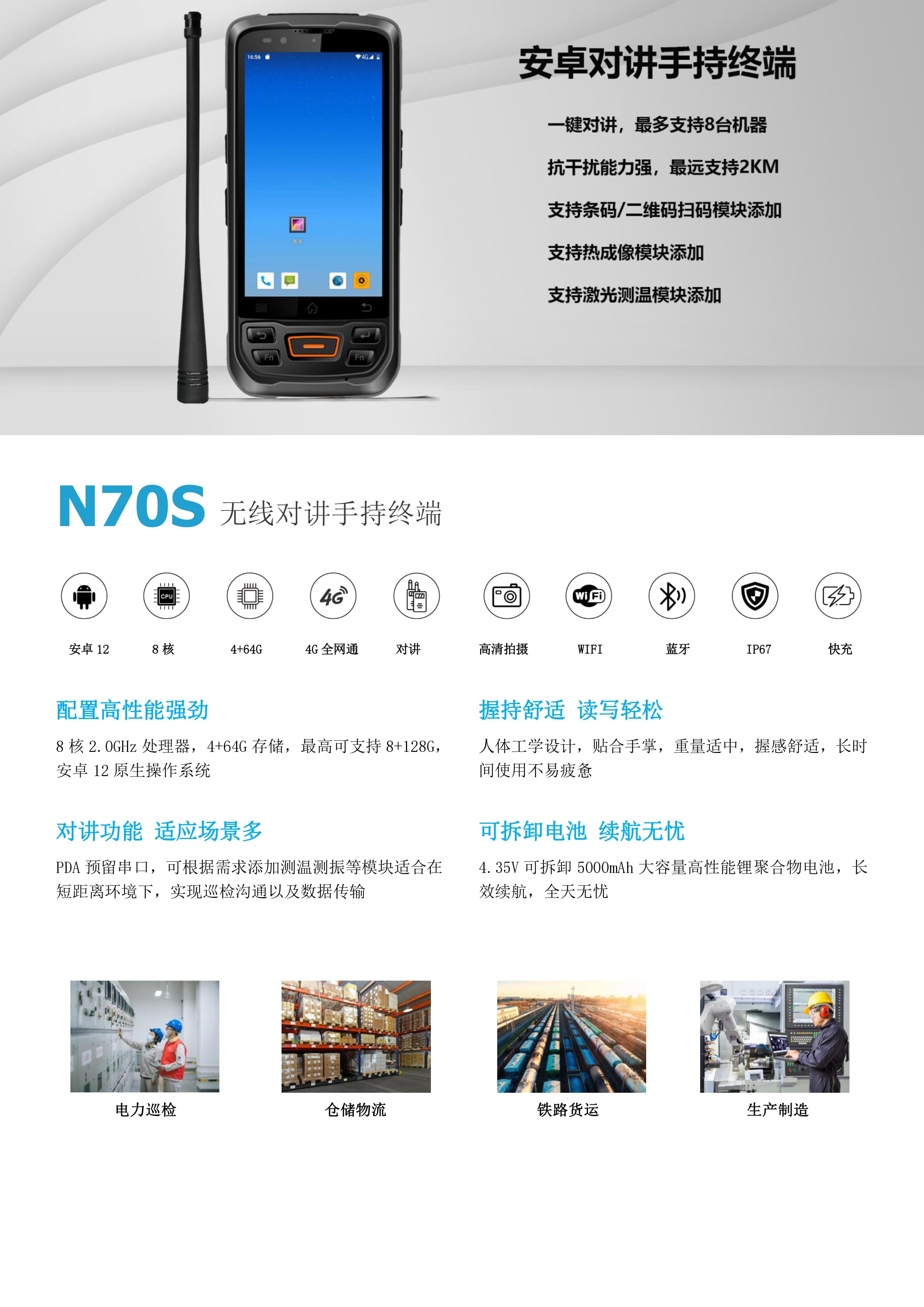 N70S1三防对讲手持终端机产品介绍图