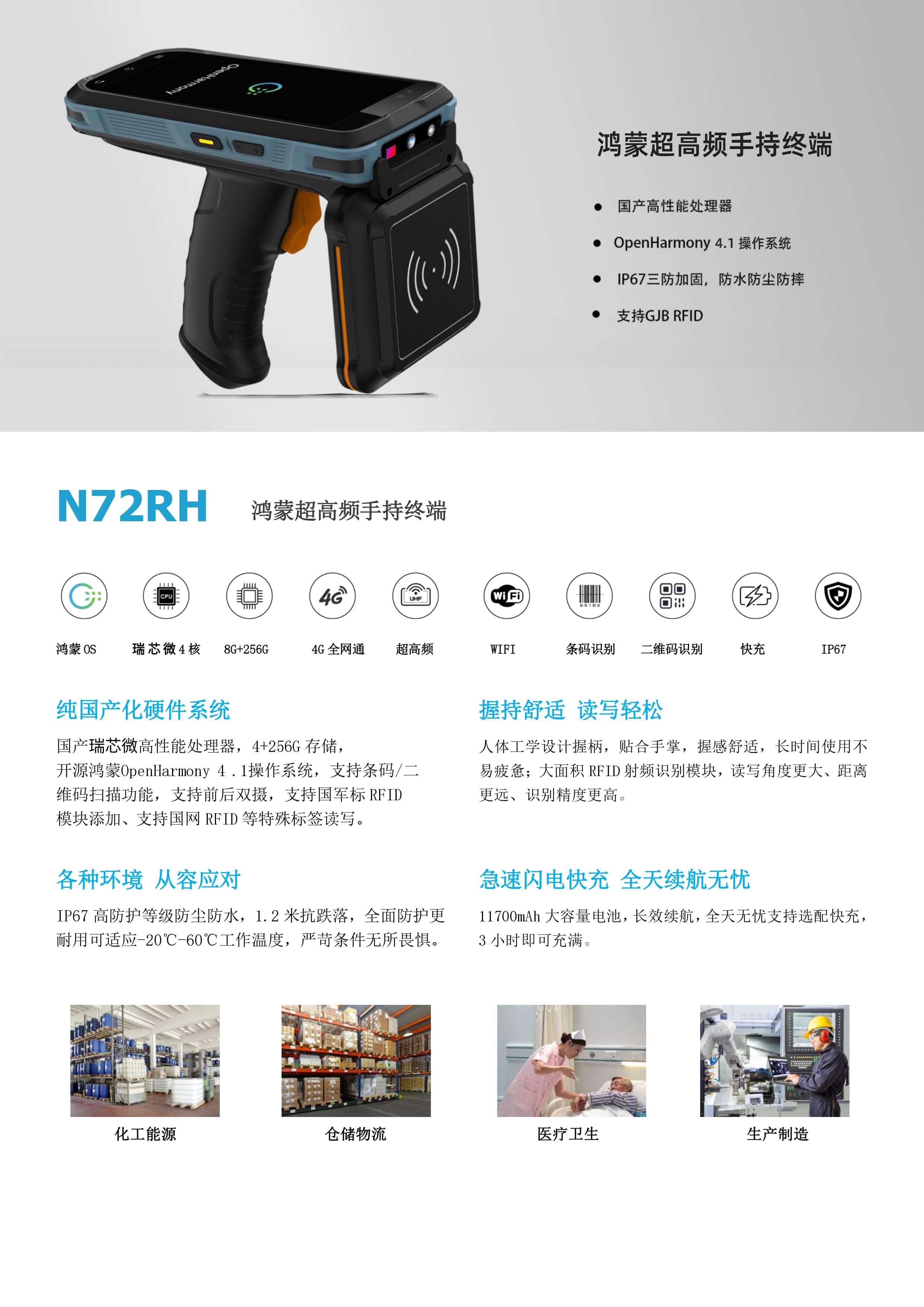 鸟鸟科技N72RH鸿蒙超高频RFID手持终端产品介绍图