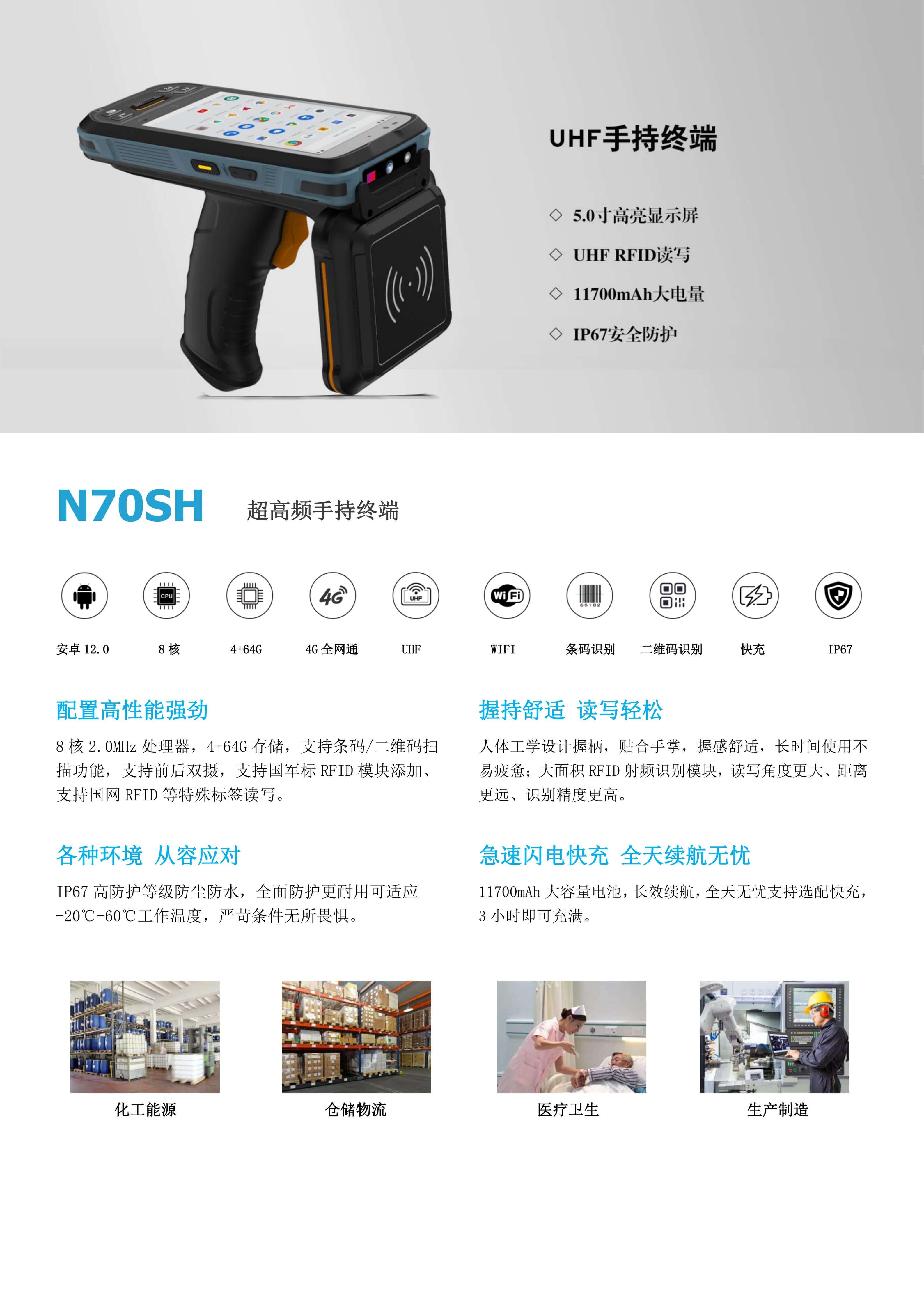 N70SH外置UHF超高频RFID读写器PDA(图1)