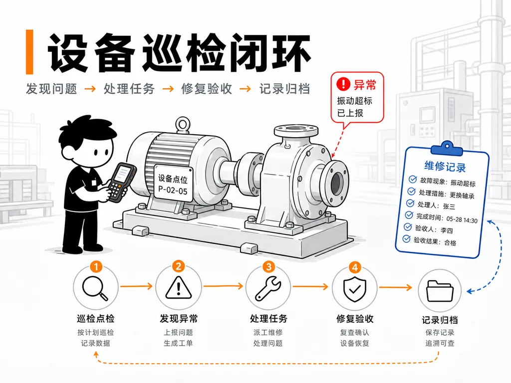 工业巡检PDA设备的工作流程图 工业巡检PDA设备的工作流程图