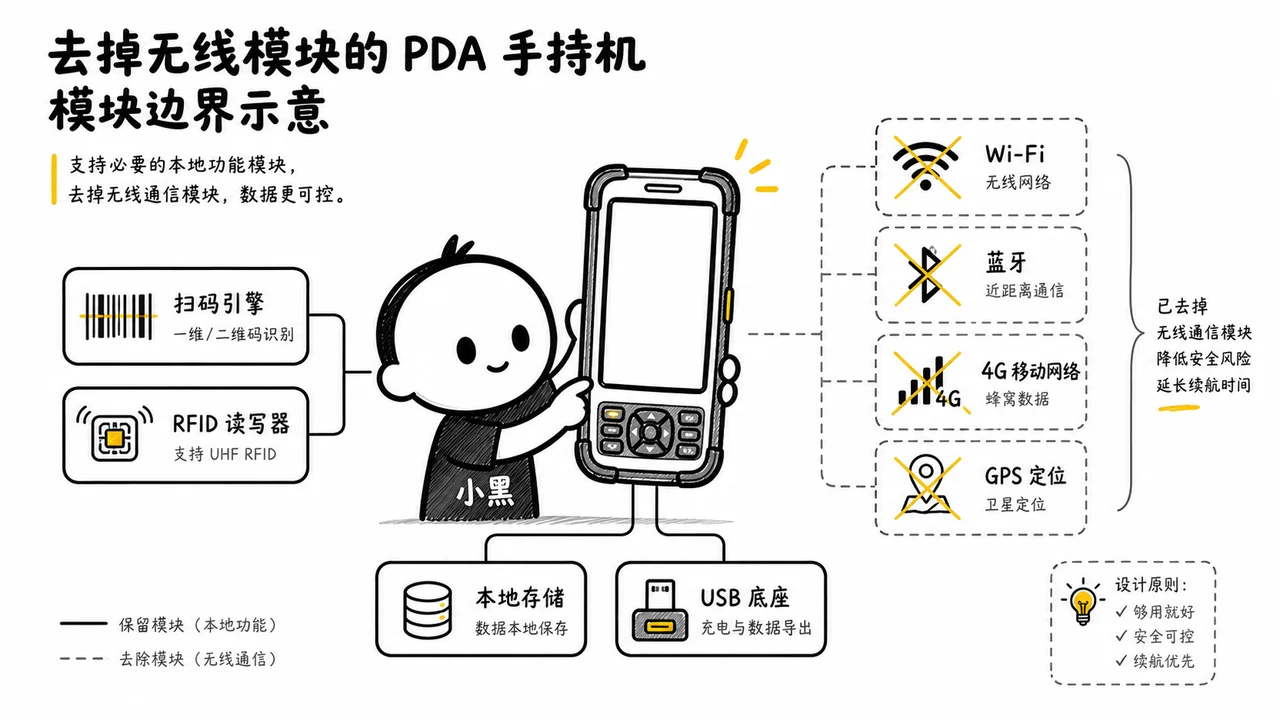 去掉无线模块的 PDA 手持机模块边界示意