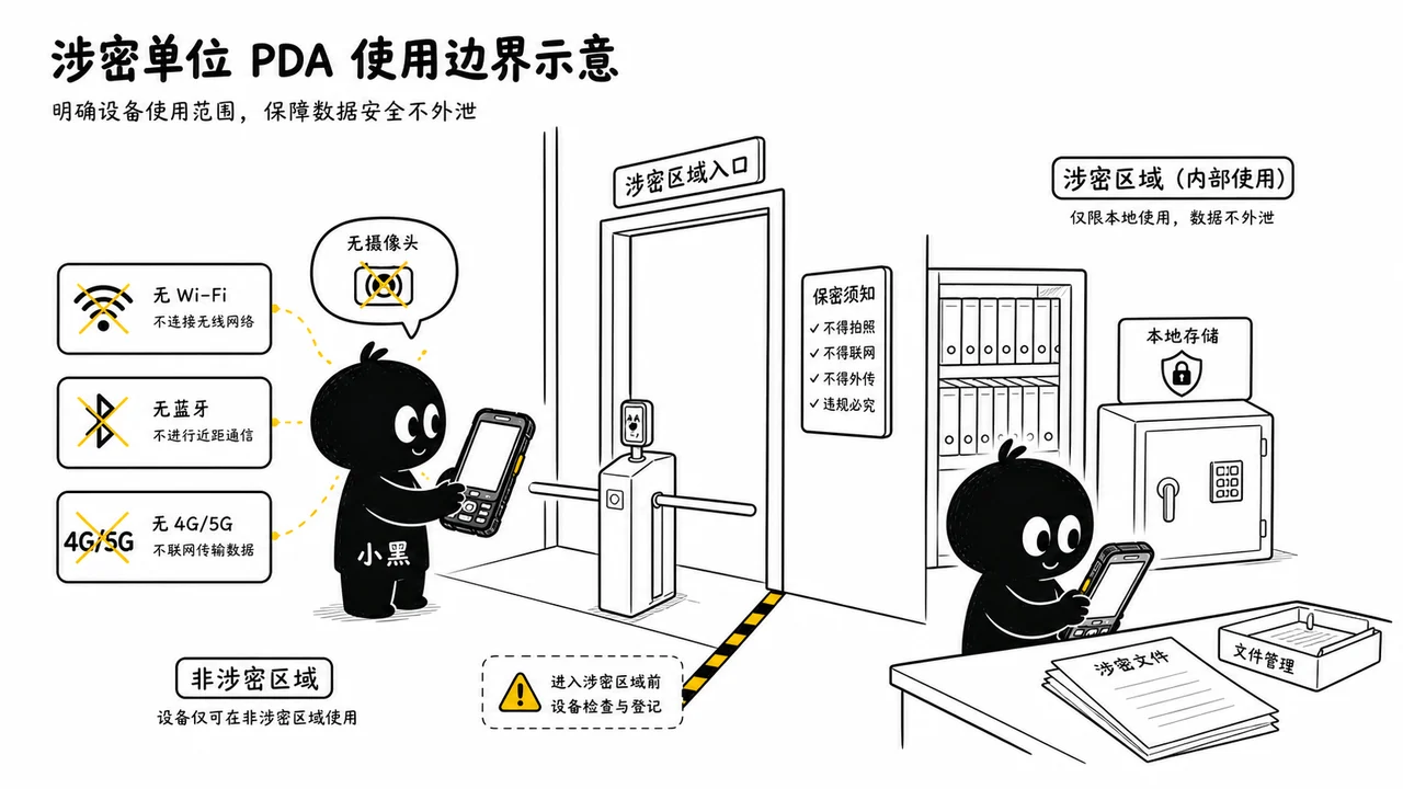 涉密单位 PDA 使用边界示意