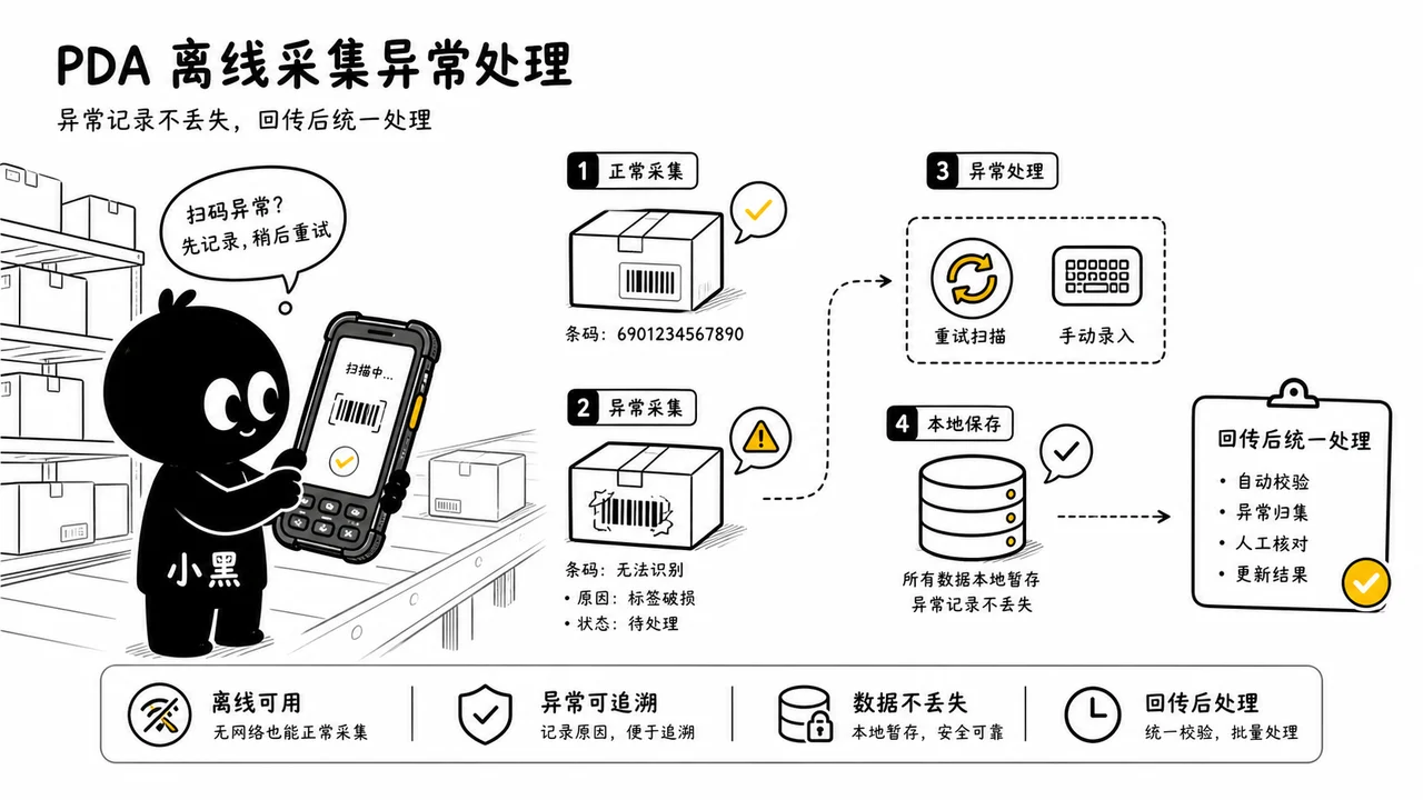 PDA 离线采集异常处理示意