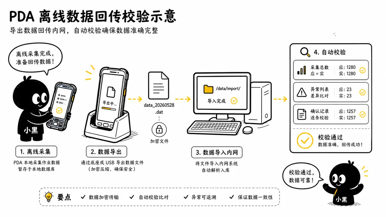 PDA 离线数据回传校验示意
