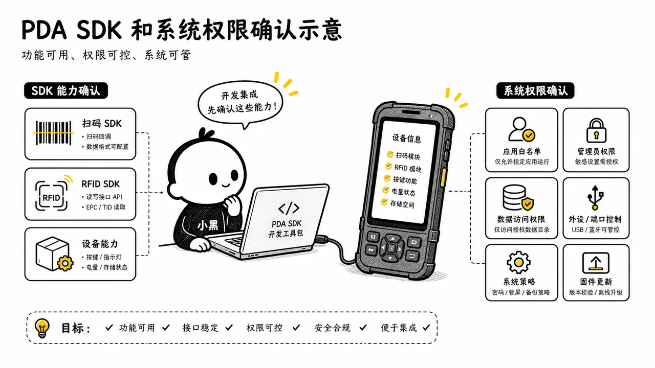 PDA SDK 和系统权限确认示意