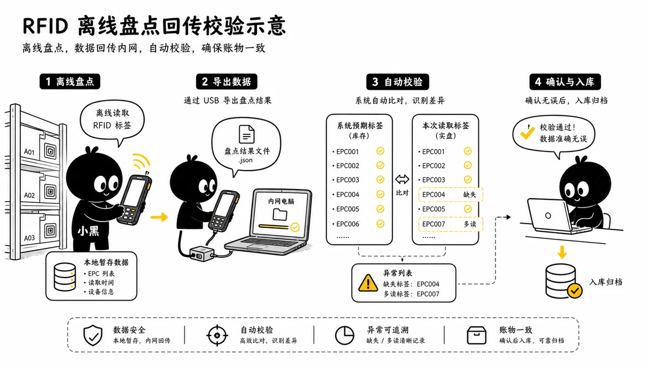 RFID 离线盘点回传校验示意