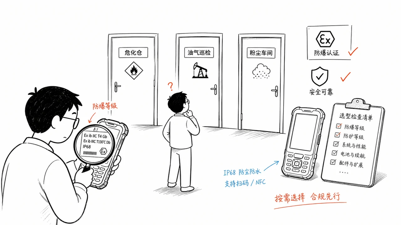 防爆 PDA 使用区域和防爆等级对应示意