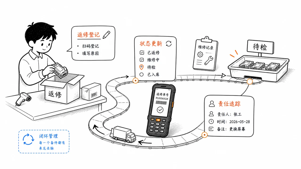旧件返修和报废状态追踪示意