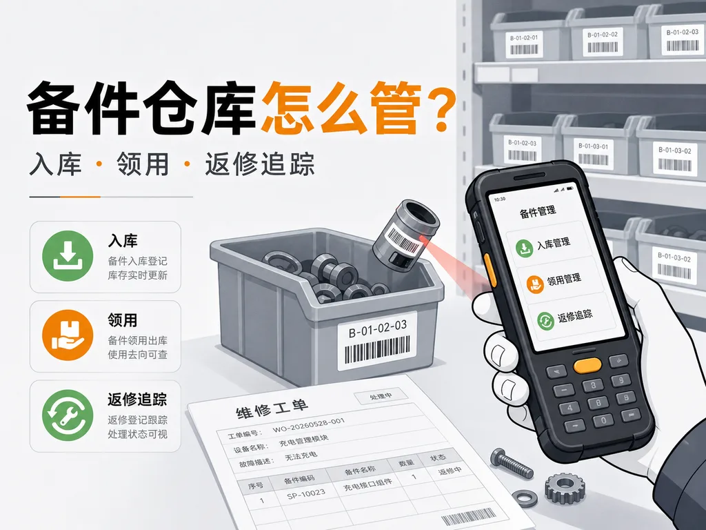 售后维修备件仓库用PDA怎么管理？从备件入库、领用到返修追踪的流程设计