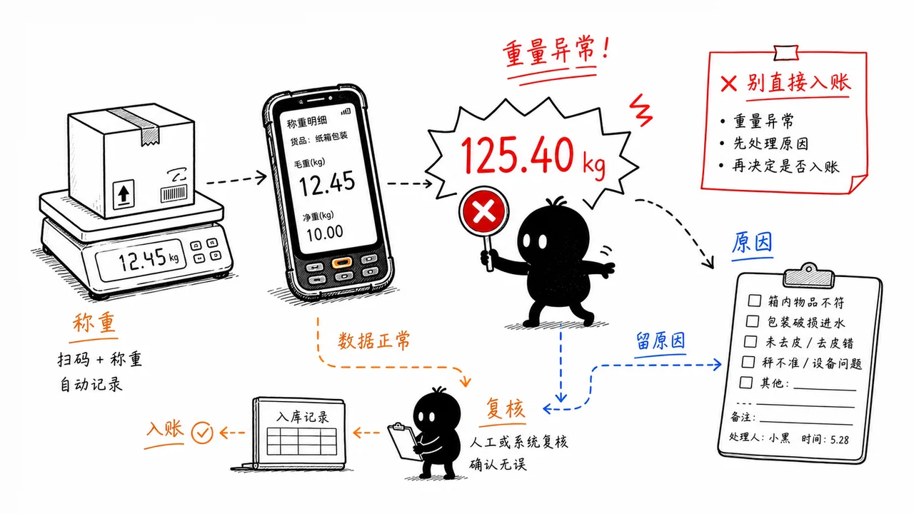 PDA 处理称重重量异常示意