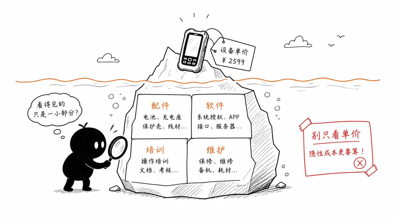PDA 项目预算不能只看设备单价的成本冰山示意