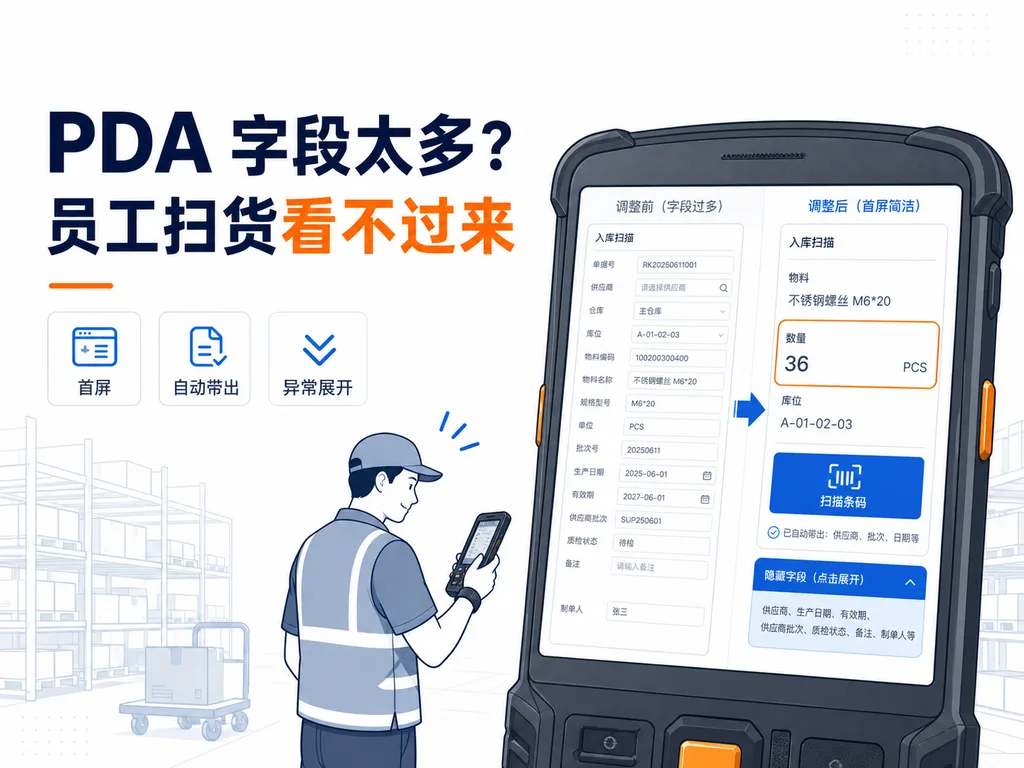 PDA页面字段太多，员工扫货时看不过来怎么办？