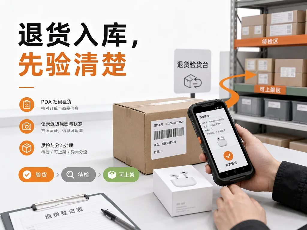 客户退货入库怎么用PDA处理？从扫码验货到重新上架的流程思路