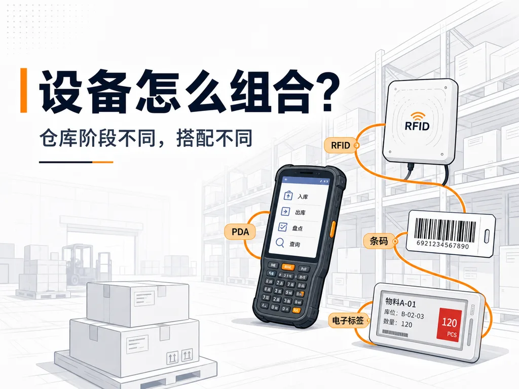 PDA、RFID、条码、电子标签到底怎么组合？不同仓库数字化阶段的设备搭配思路