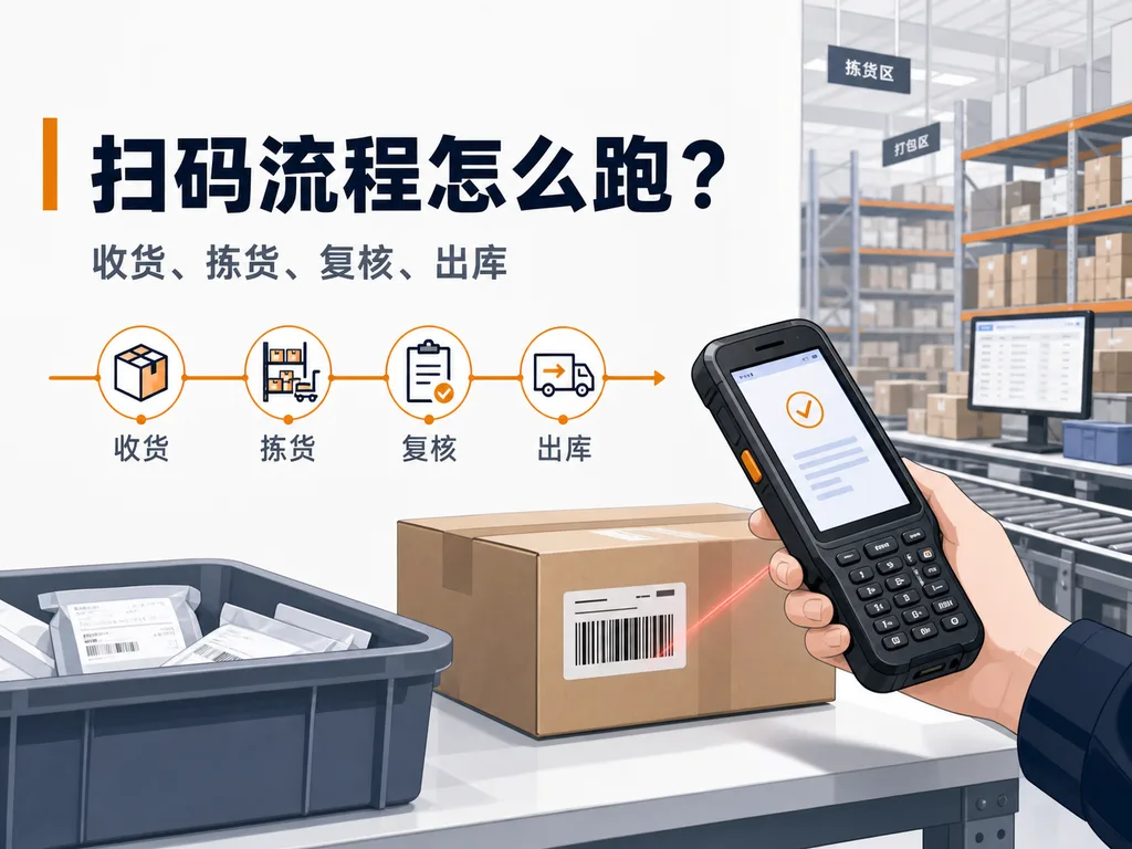 电商仓储仓库使用PDA扫描手持终端的扫码流程