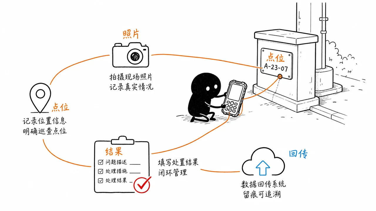 智能移动执法手持终端在户外巡查中记录位置照片和处置结果
