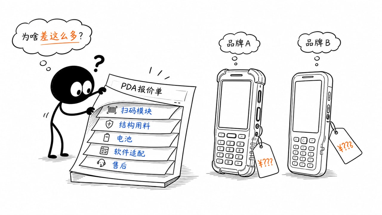 PDA手持终端报价差异由多个成本层组成的示意图 PDA手持终端报价差异由多个成本层组成的示意图
