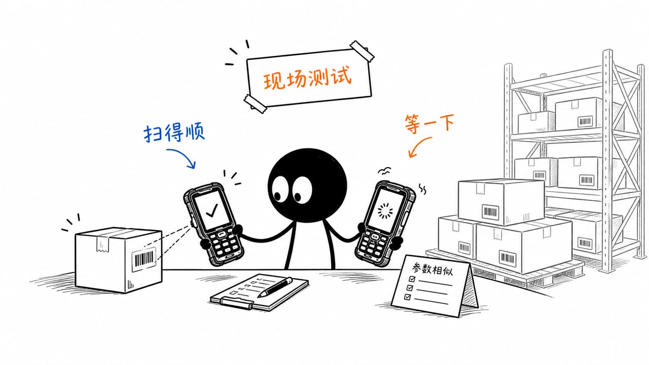 同样配置PDA在扫码和耐用性上表现不同的示意图 同样配置PDA在扫码和耐用性上表现不同的示意图