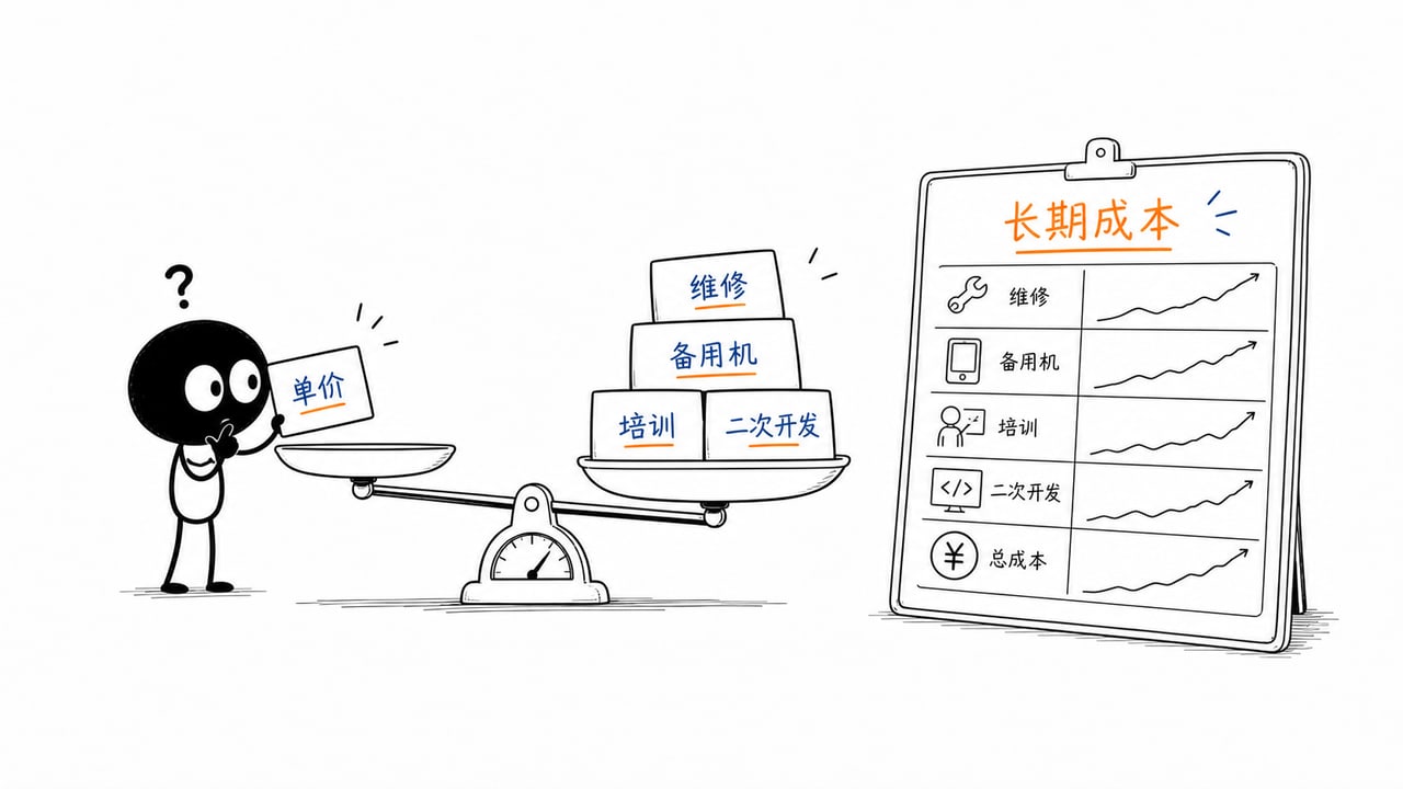 PDA采购比较长期使用成本的示意图 PDA采购比较长期使用成本的示意图