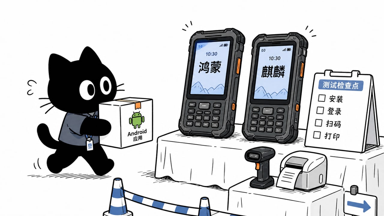 安卓WMS应用迁移到鸿蒙麒麟PDA时经过兼容检查的示意图 安卓WMS应用迁移到鸿蒙麒麟PDA时经过兼容检查的示意图