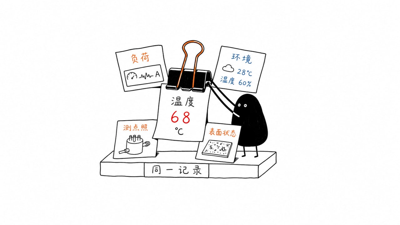 配电设备温度记录同时包含负荷环境和表面状态的示意图