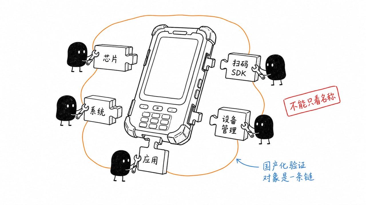 国产化手持终端由芯片系统应用和外设共同组成的示意图 国产化手持终端由芯片系统应用和外设共同组成的示意图