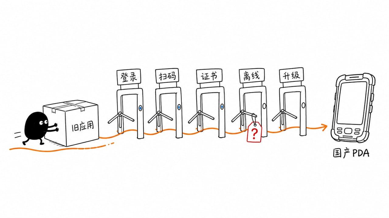 原有电力巡检应用迁移到国产PDA的依赖检查示意图 原有电力巡检应用迁移到国产PDA的依赖检查示意图