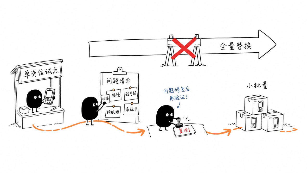 国产PDA从单岗位试点到分批部署的路线示意图 国产PDA从单岗位试点到分批部署的路线示意图