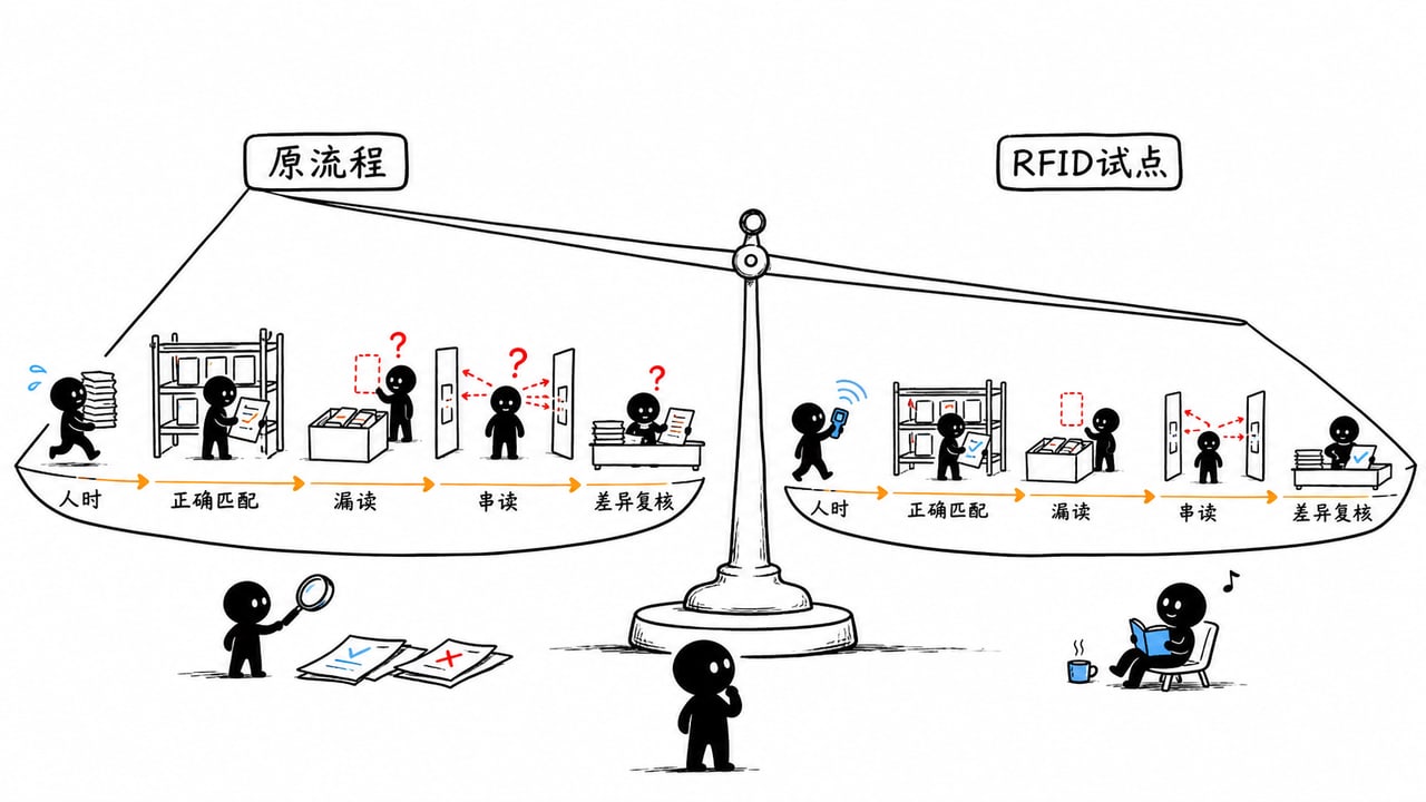 RFID盘点试点用基线和试点对照核算完整人时准确率与串读 RFID盘点试点用基线和试点对照核算完整人时准确率与串读