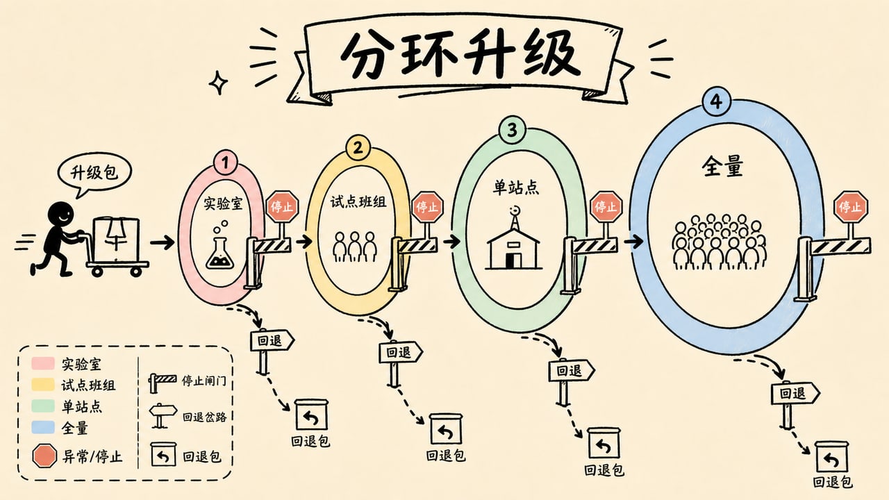 Android工业PDA升级按实验室试点班组站点和全量分环并保留回退路径 Android工业PDA升级按实验室试点班组站点和全量分环并保留回退路径