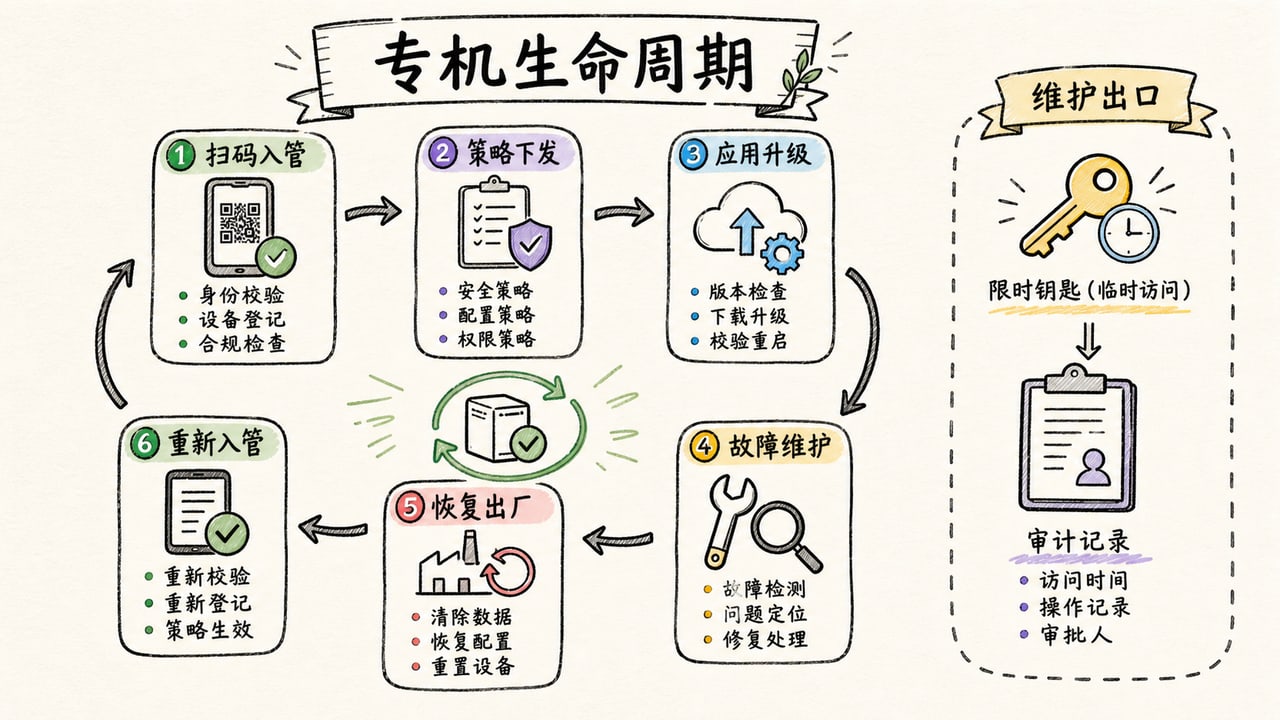 PDA专机运维从入管策略下发应用升级故障维护到恢复出厂重新入管形成闭环 PDA专机运维从入管策略下发应用升级故障维护到恢复出厂重新入管形成闭环