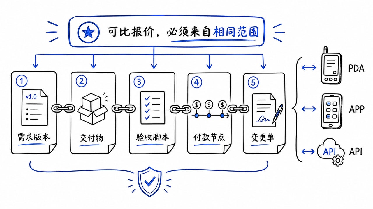 PDA定制报价把需求交付验收付款和变更五项一一绑定 PDA定制报价把需求交付验收付款和变更五项一一绑定