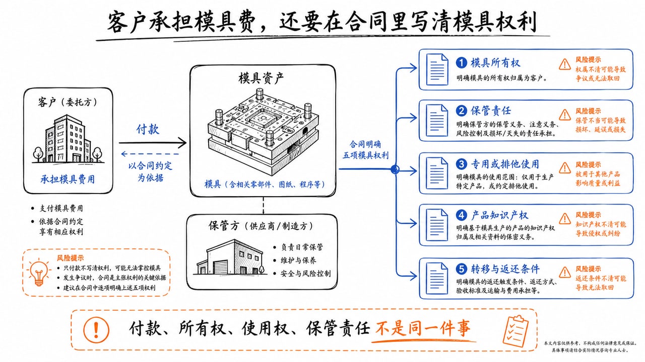 客户支付PDA模具费后仍需用合同区分所有权保管权使用权和知识产权 客户支付PDA模具费后仍需用合同区分所有权保管权使用权和知识产权
