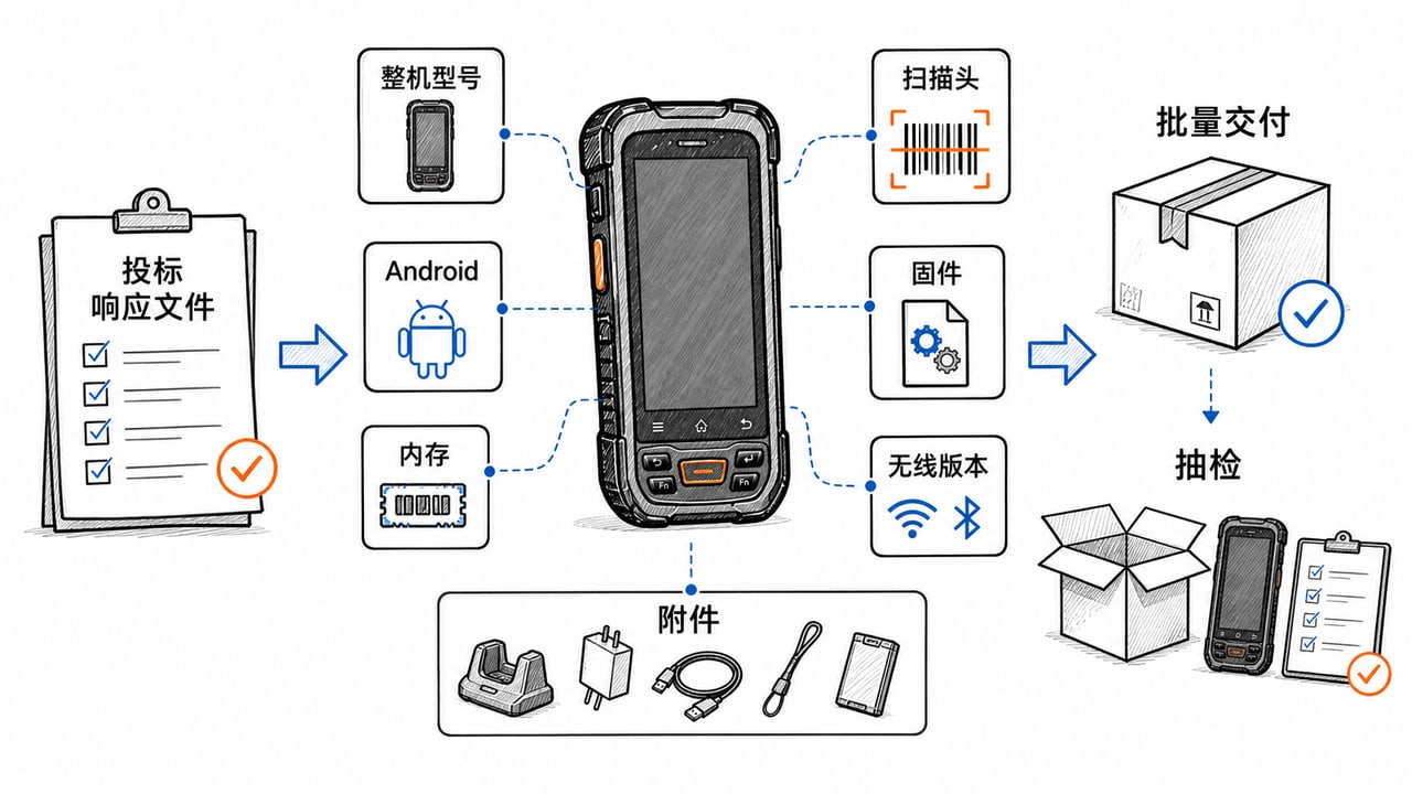 PDA投标样机的型号扫描头系统固件内存和附件需要与响应文件和批量交付一致
