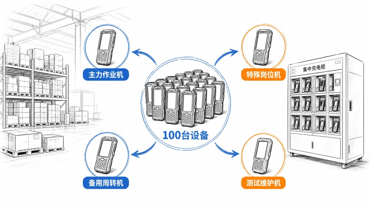 100台仓储PDA按照主力作业特殊岗位备用周转和测试维护分配 100台仓储PDA按照主力作业特殊岗位备用周转和测试维护分配