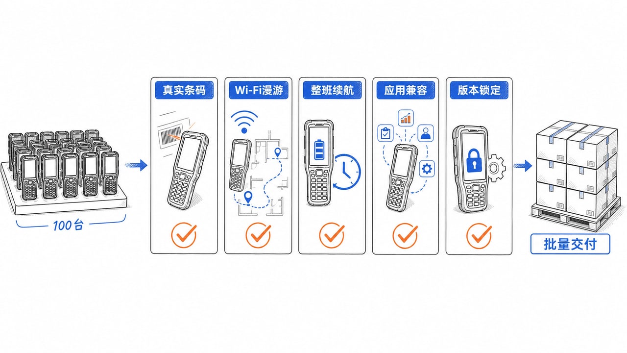 100台仓储PDA批量采购前使用真实条码网络续航应用和版本锁定进行样机测试 100台仓储PDA批量采购前使用真实条码网络续航应用和版本锁定进行样机测试