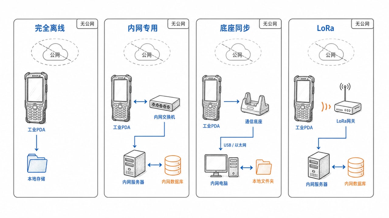 政企无联网PDA可采用完全离线内网专用底座同步和LoRa文字位置四种方案 政企无联网PDA可采用完全离线内网专用底座同步和LoRa文字位置四种方案