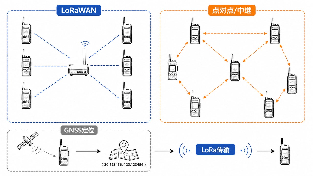 LoRaWAN星型网络与点对点中继网络拓扑以及GNSS位置通过LoRa传输的区别