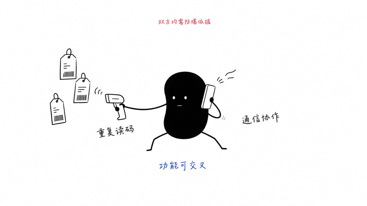 小黑同时处理重复读码和通信协作，说明两类防爆移动设备业务重心不同而功能可交叉
