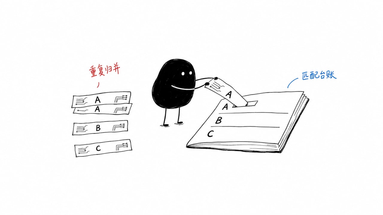 小黑将RFID读取纸条归并并放入对应台账,说明读取结果还需匹配。 小黑将RFID读取纸条归并并放入对应台账,说明读取结果还需匹配。