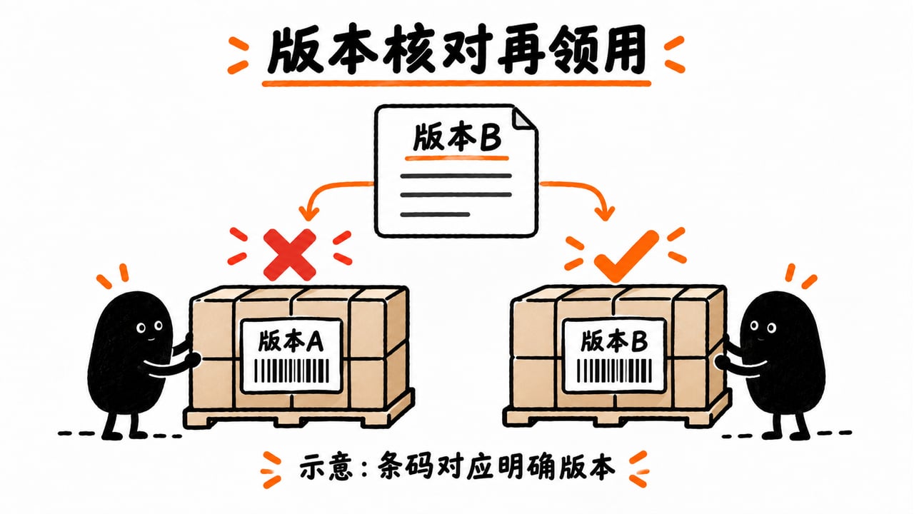 示意：领用前核对当前工单允许的包材版本。