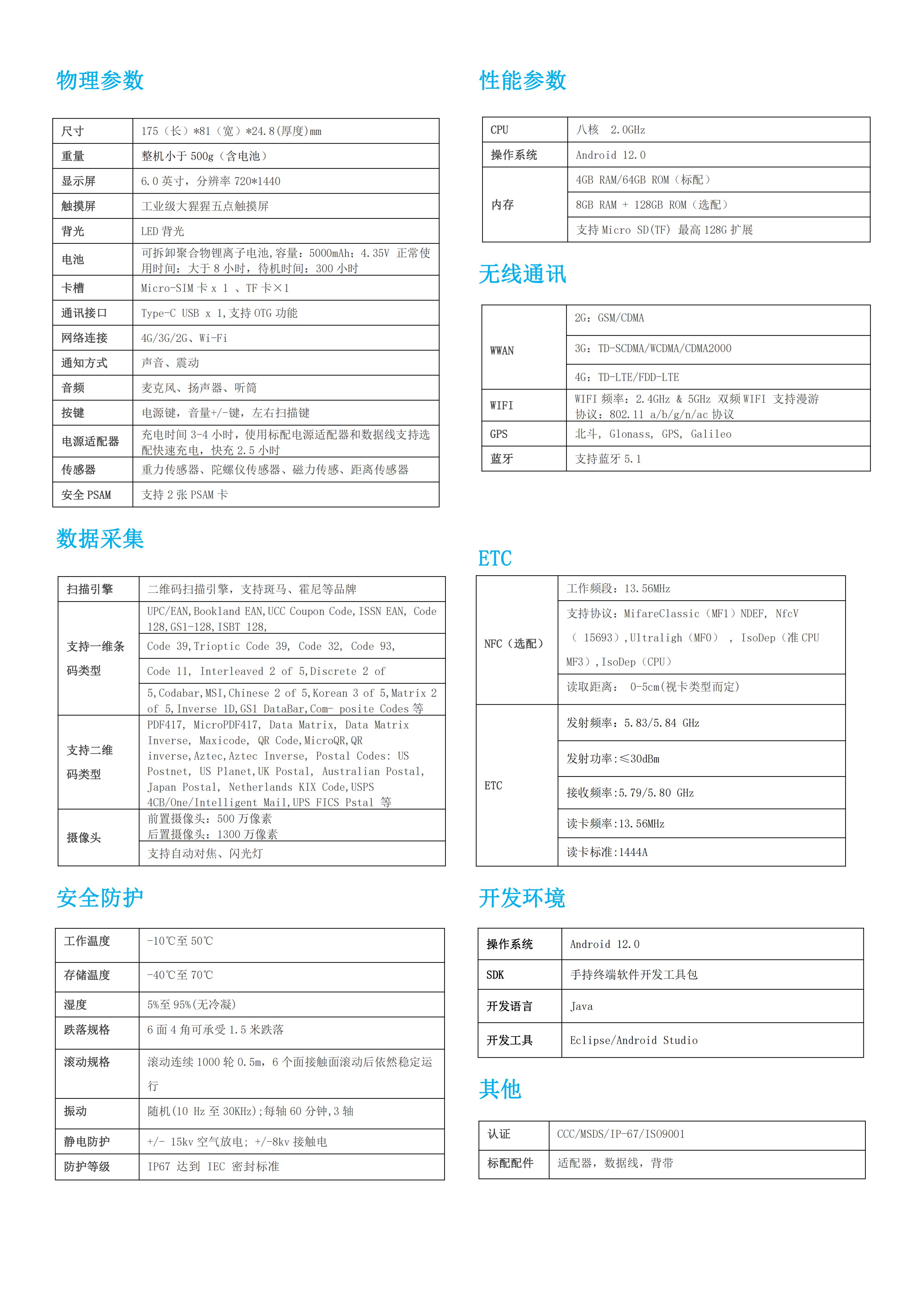鸟鸟ETC手持终端-ETC停车场管理PDA-支持ETC支付与读写(图2)