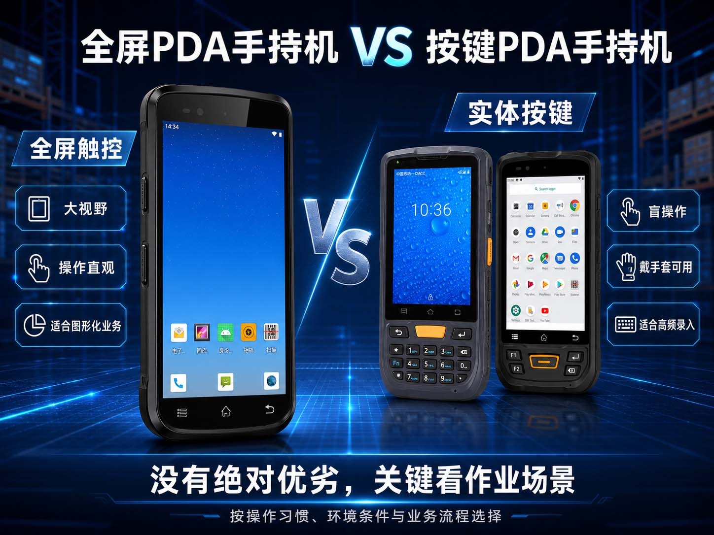 全屏PDA和按键PDA手持机对比图 全屏PDA和按键PDA手持机对比图